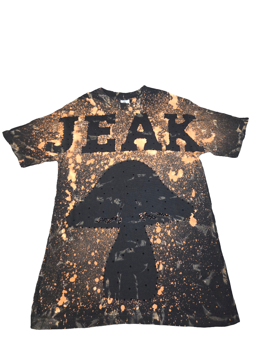 Jeak bleached blk big face t shirt